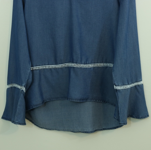 Fourteenth Place Chambray Cutout High Low Boho Too - Picture 4 of 8
